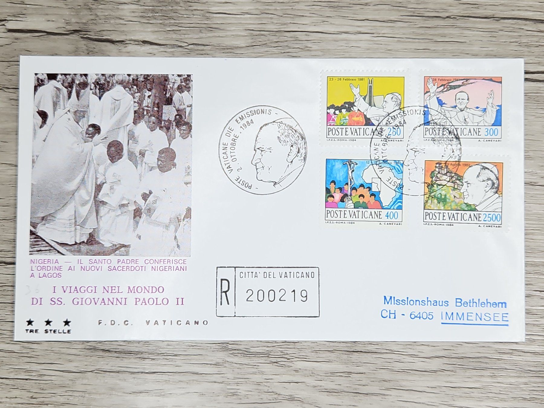 Tutti i francobolli: CL05 Enveloppe + Timbre Poste Vaticane 1984 – Usato da Cousset venduto da Patrick_Collections