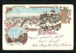 Winter-Lithographie Neuchatel, Vue Gén