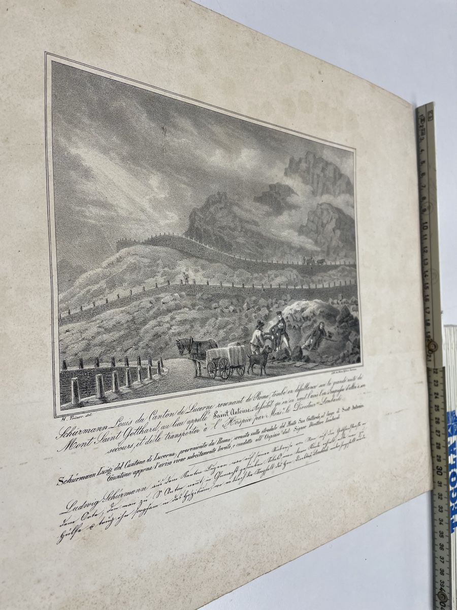 Poster & Bilder: Alte Grafik, Schirmann Gotthardpass, ca. 1820, selten! – Gebraucht aus Volketswil von Edwiga01 1