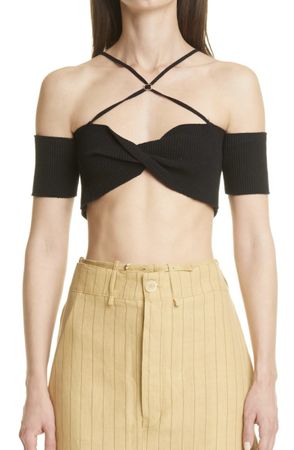 Jacquemus Off-Shoulder Knit Top in Black - Size 32