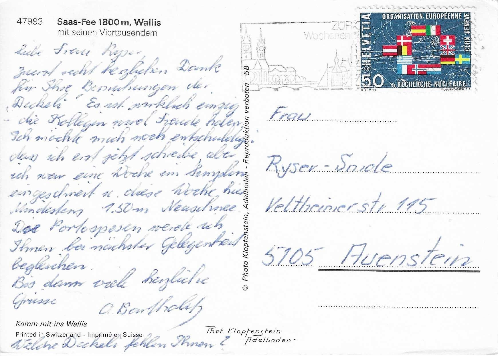 Cartes postales: Saas-Fee VS – D'occasion à Rothrist par Stranglehold 1