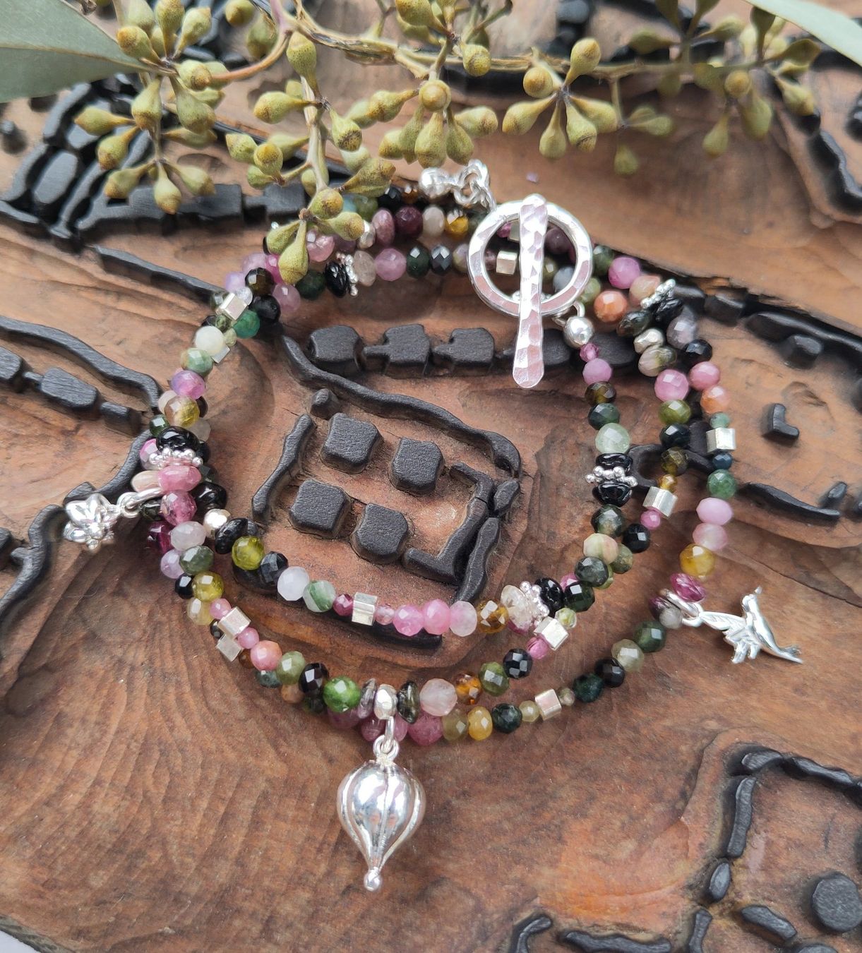 Bracciali & Braccialetti: Wickelarband mit Turmalin und Silber – Nuovo e nell'imballaggio originale da Lauperswil venduto da Naturhandwerk 1