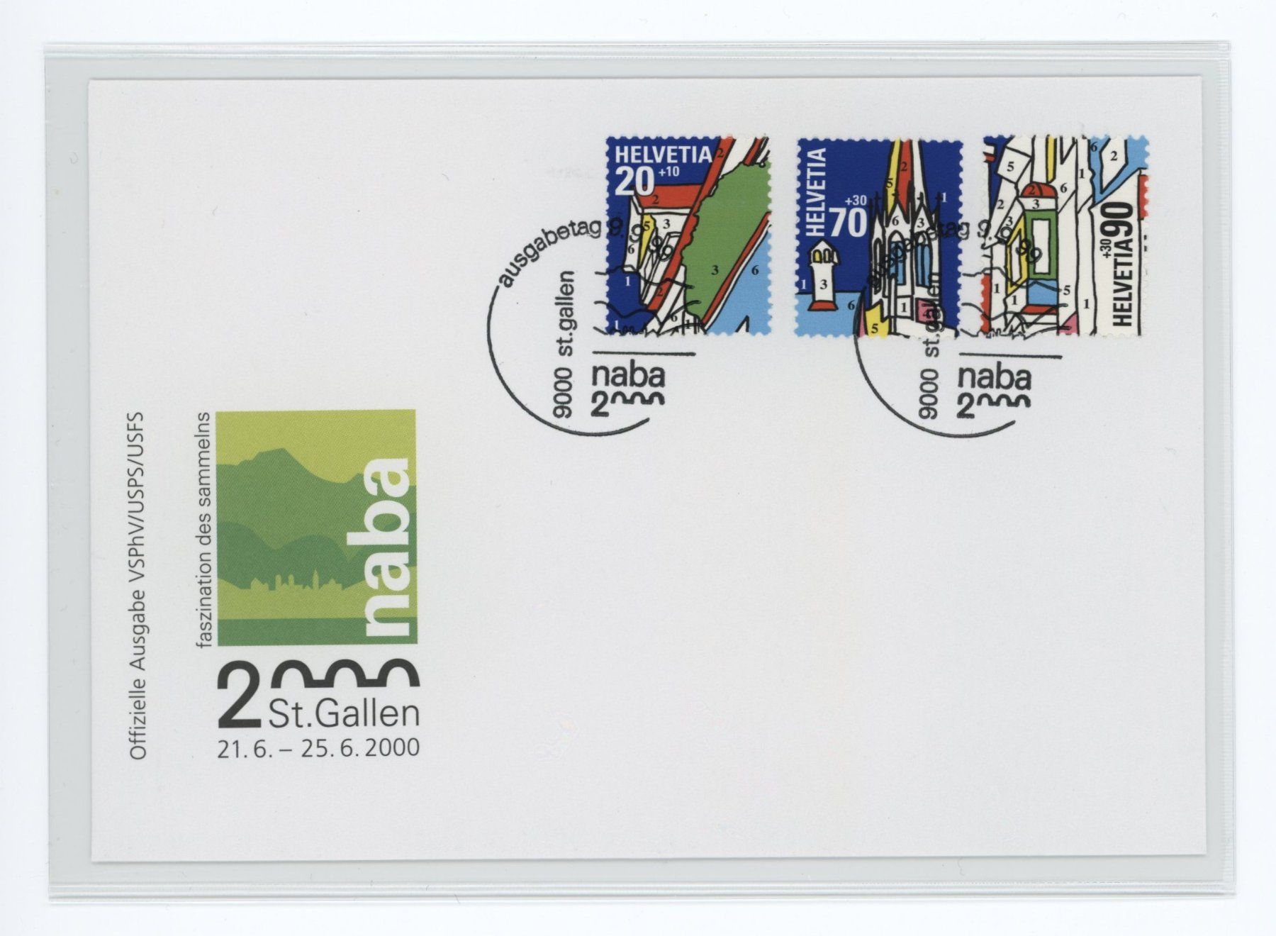 Tutti i francobolli: NABA St.Gallen 2000 3 FDCs C6-Format (klein) – Usato da Utzigen venduto da sprint.007 1