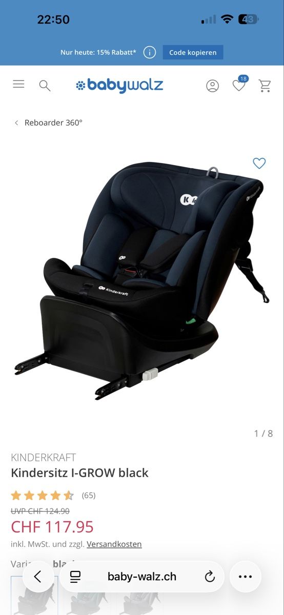 Kinderkraft Sièges auto: Kindersitz Kinderkraft I-GROW – Neuf (Voir description) à Winterthur par mmsh