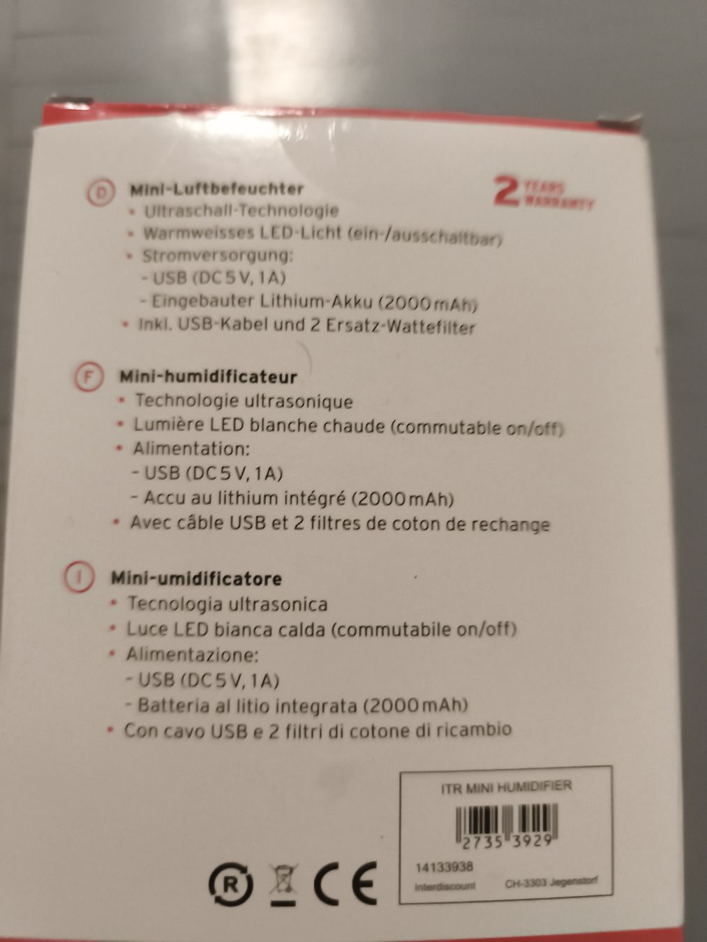 Umidificatori d'aria: Intertronic Mini-Luftbefeuchter weiss gebraucht – Nuovo (secondo la descrizione) da Zürich venduto da ali_gn9m 1