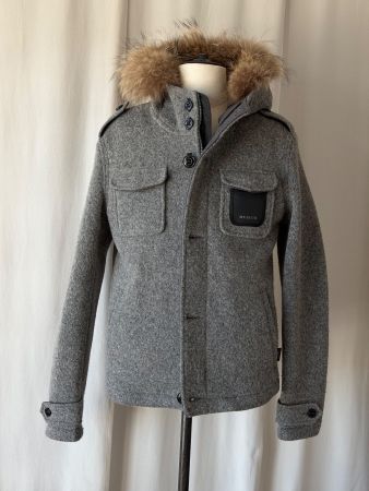 Museum Jacke grau mit Fellkragen