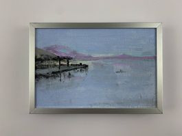 Miniatur Acrylbild Zugersee Landschaft gerahmt #1