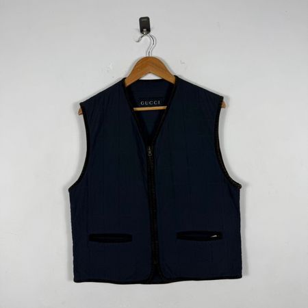 Gilet Sans Manches Gucci Matelassé Bleu Marine vintage - M 