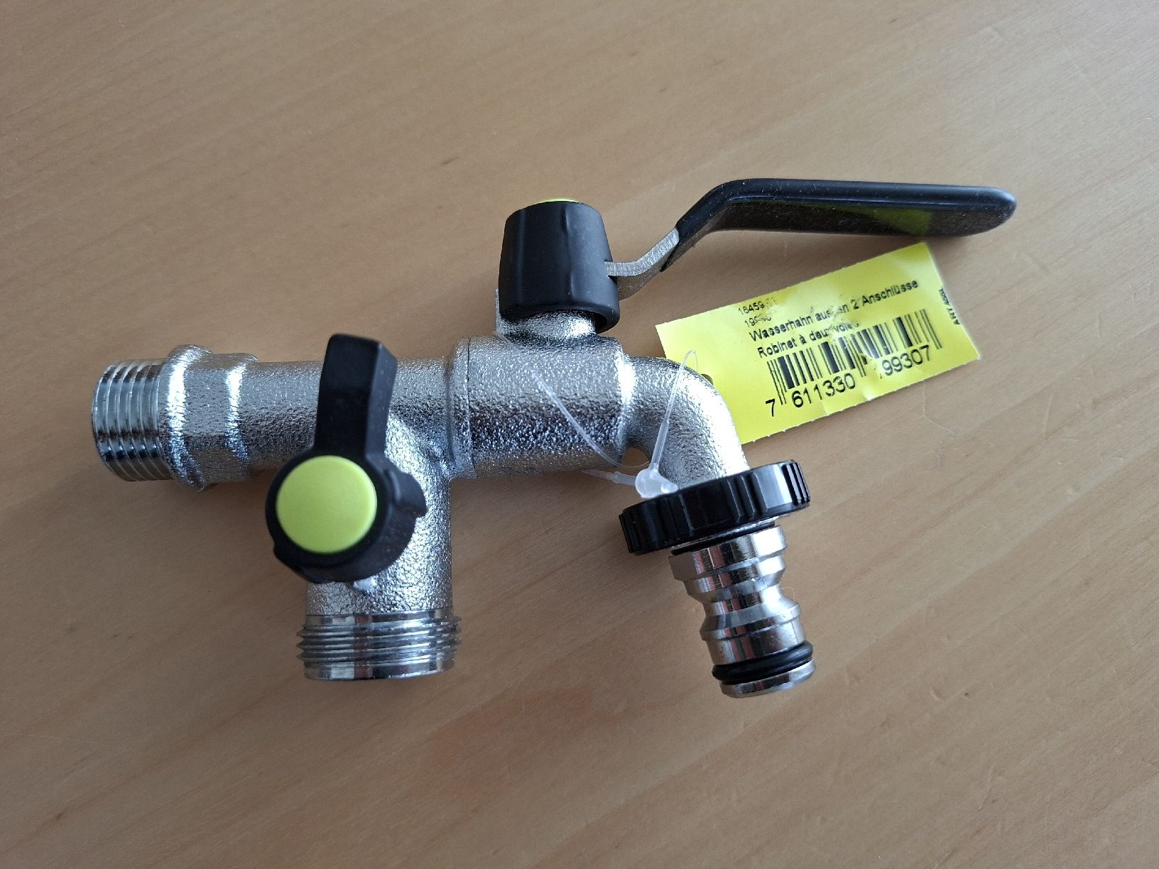 Rubinetteria: Doppel-Wasserhahn / Auslaufventil mit 2 Anschlüssen – Nuovo e nell'imballaggio originale da Altishofen venduto da sann04