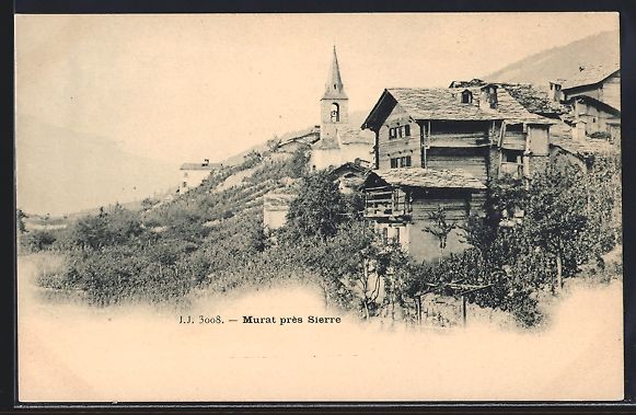 Cartes postales: Sierre, Murat, Teilansicht mit Kirchturm – D'occasion à Berlin par bartko-reher