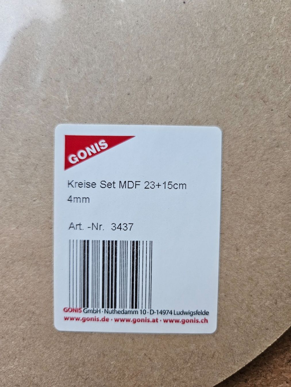 Holzartikel: GONIS MDF Kreise – Neu und originalverpackt aus Dierikon von pizziletta 1
