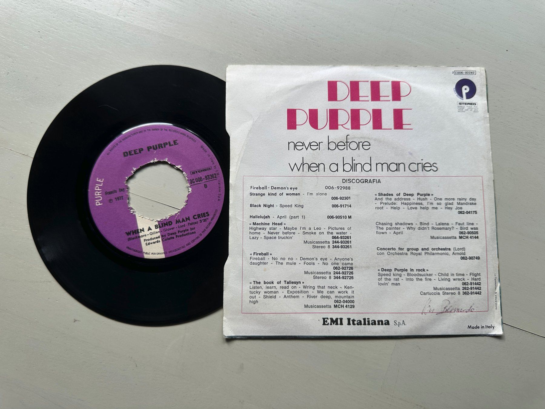 Vinyles: DEEP PURPLE rare Never before Single 70's Kult Italy differn – D'occasion à Basel par Partridge 1