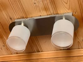 Moderne LED Deckenlampe, 2-flammig, Glas und Edelstahl