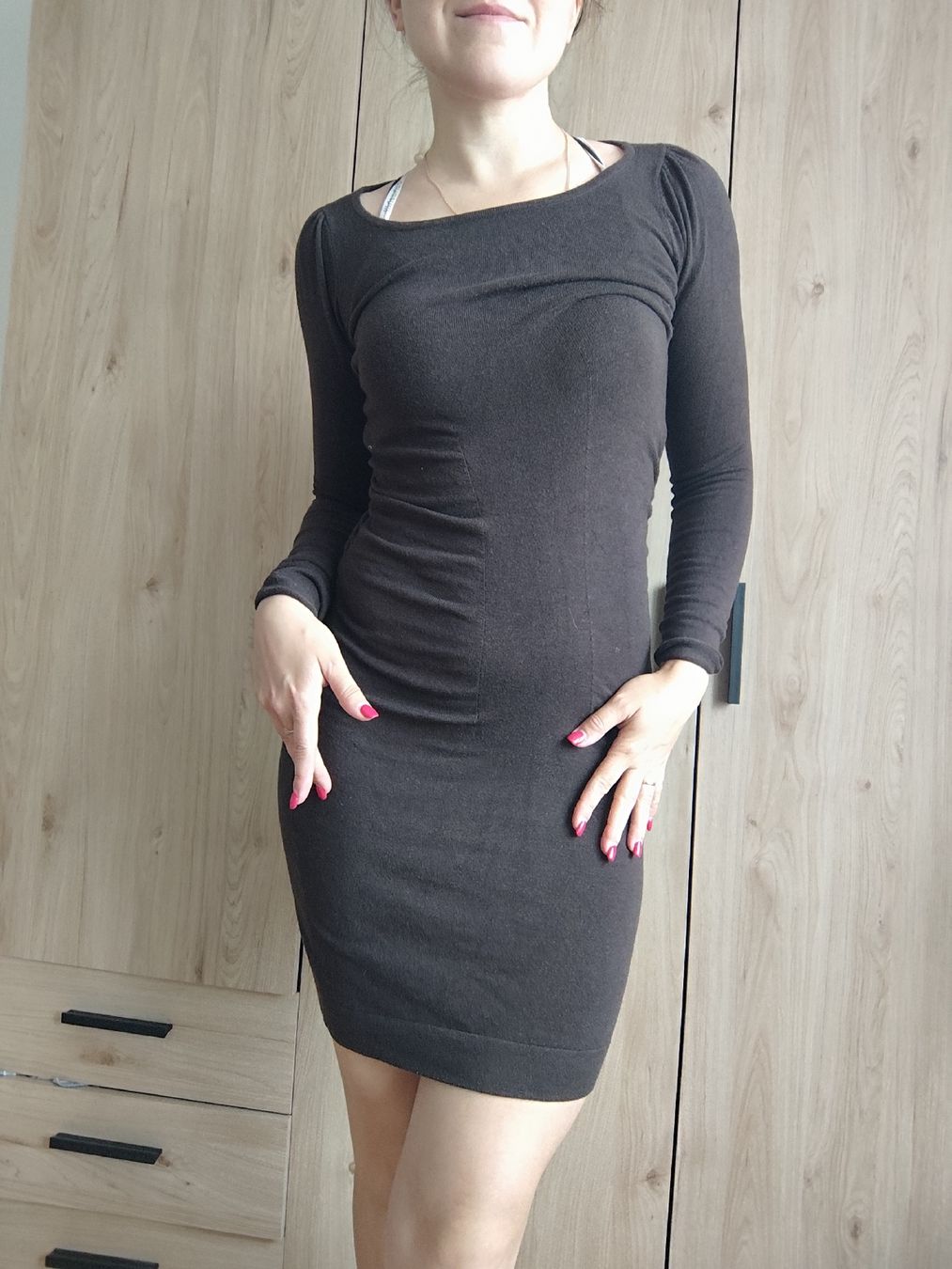 Mango Vestiti: Brown Long Sleeve Mini Dress - Size S - Mango – Usato da Mägenwil venduto da VintageGirly 1