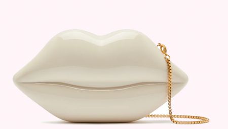 Lulu Guinness - WHITE NEUTRAL MEDIUM LIPS CLUTCH BAG