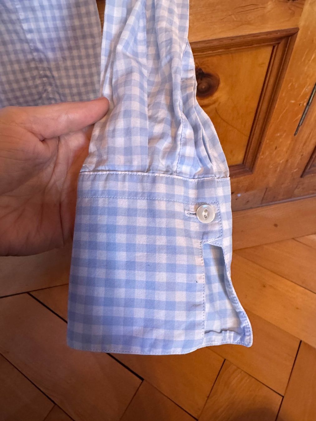 Camicette: BRULI Bluse, Gr. 36, hellblau weiss kariert, Swiss Made – Usato da Zürich venduto da 411osmanbey 3