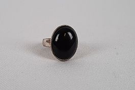 Modeschmuck Ring mit schwarzem Stein Ringgr.58