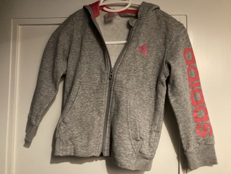Kapuzenjacke Adidas grau rosa Logo Reissverschluss