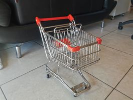 Einkaufswagen Miniatur Metall rot silber guter Zustand