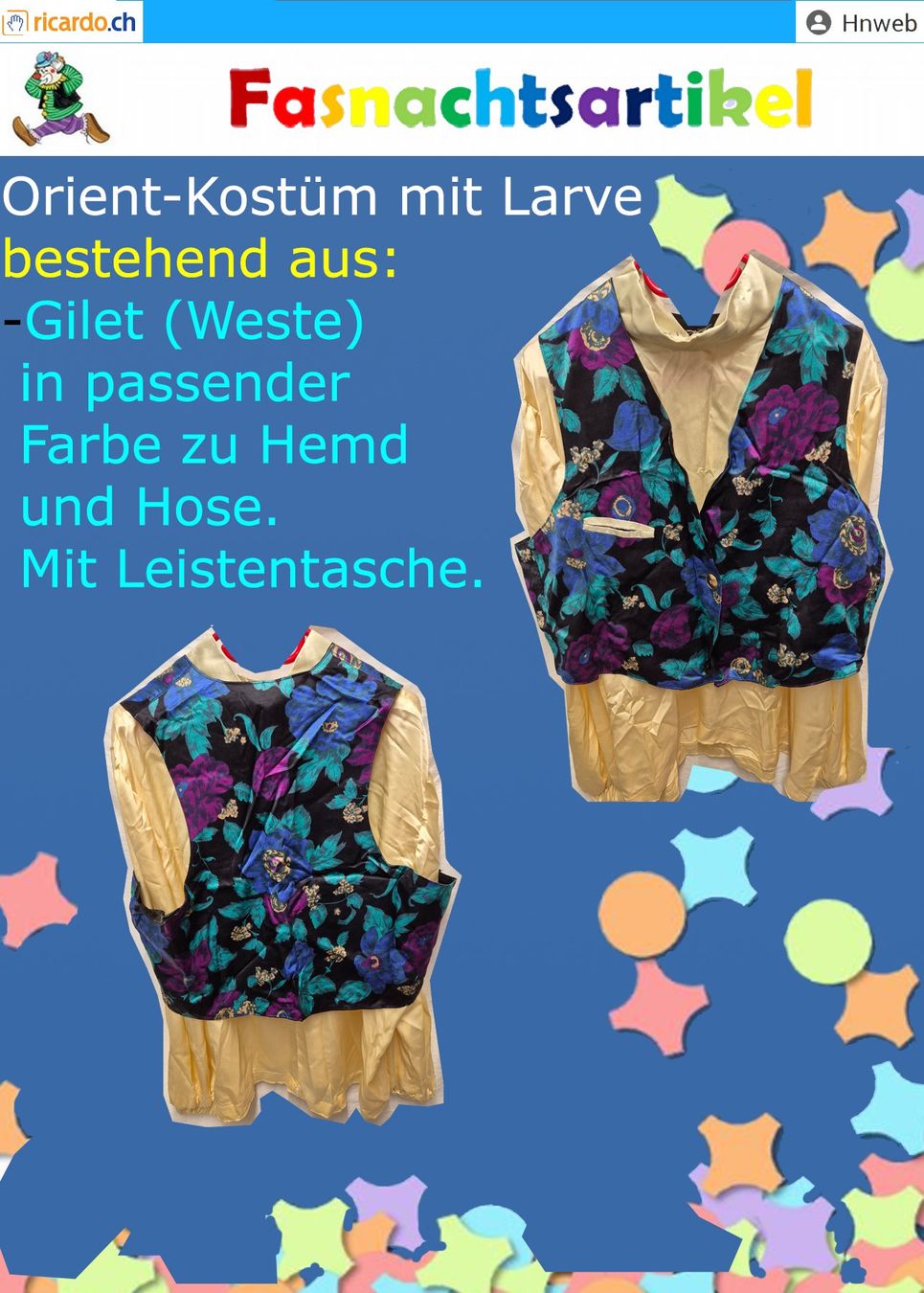 Costumi: Fasnachtskostüm: Orientalische Kostüm – Usato da Kaisten venduto da Hnweb 3