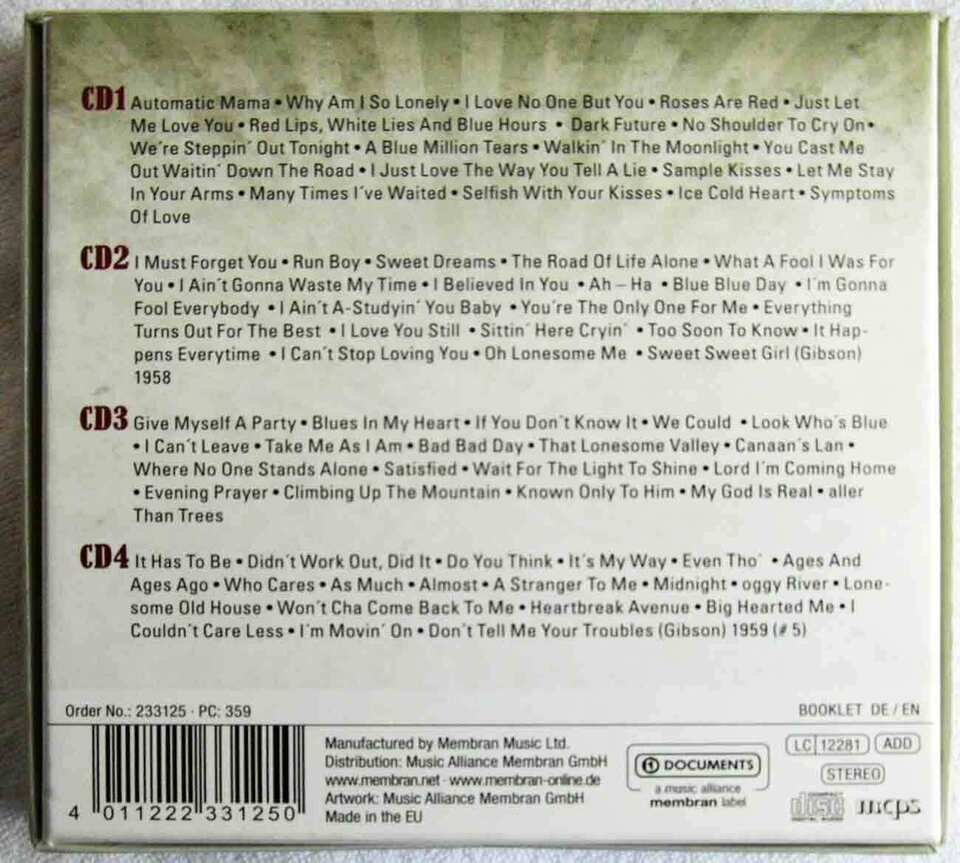CD: Don Gibson  - Hillbilly Hitmaker   (4-CD's Box) – Usato da St. Gallen venduto da elk2020 1
