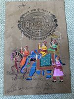 Painting on Vintage Indian Stamp Paper