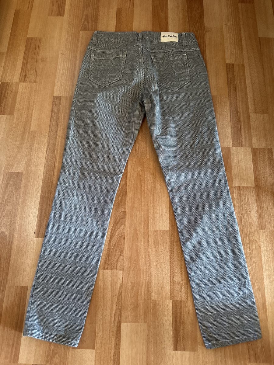 Please Jeans Pantaloni: Please Hose, Gr. S, Grau-kariert einf. Bundweite 37 cm – Usato da Wald AR venduto da Jakusi95 1