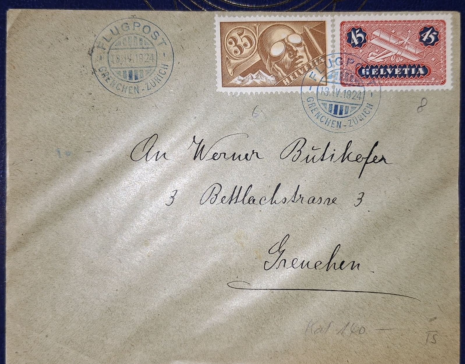 Alle Briefmarken: Flugpostbrief Grenchen  - Zürich 1924 – Gebraucht aus Balgach von SIMEON27
