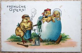 AK FRÖHLICHE OSTERN - MIT STEMPEL "GEPRÜFT WALDSHUT" 1917
