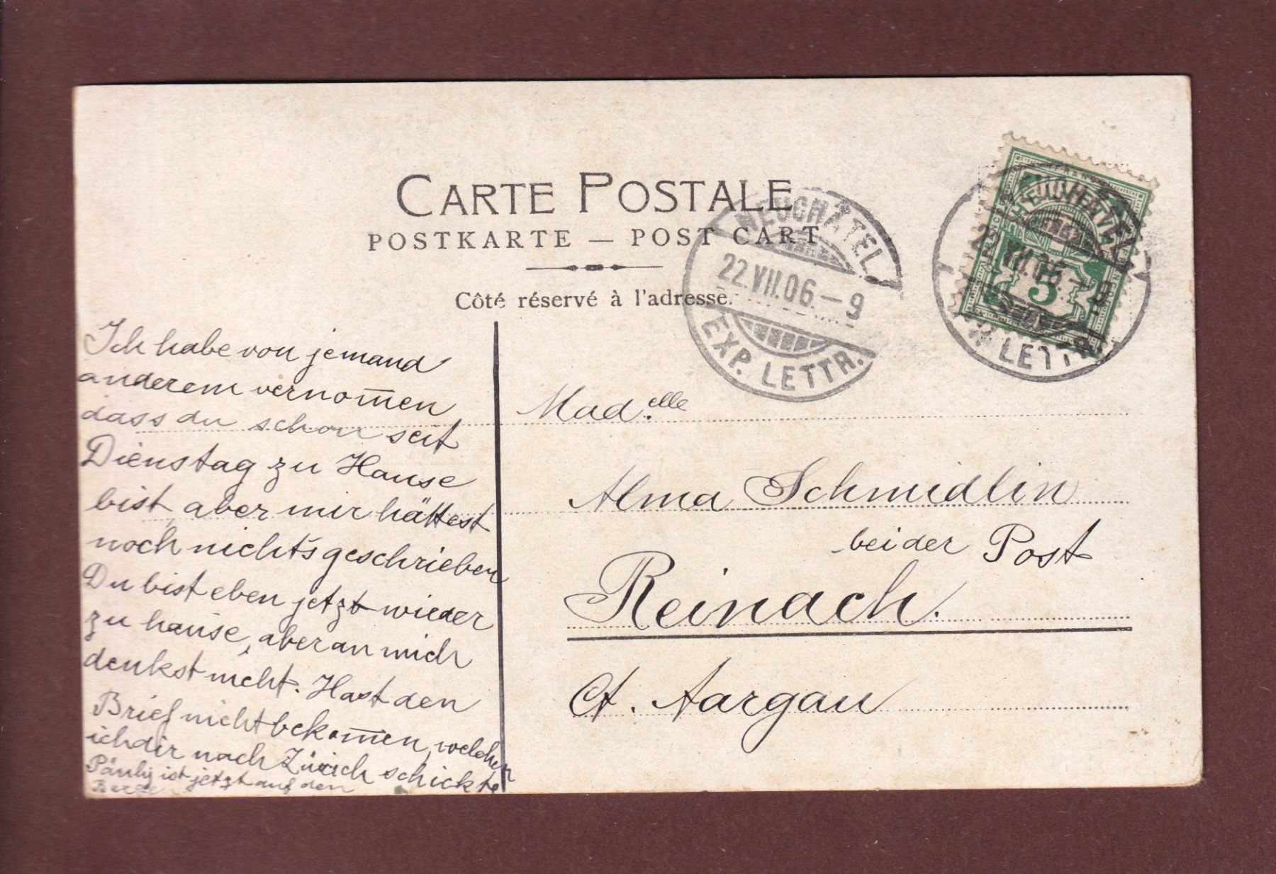 Cartoline postali: NEUCHÂTEL - Musée des Beaux-Arts - 1906 – Usato da Pully venduto da nicecards 1