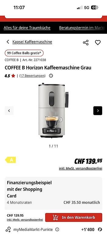 Machines à café & Machines à expresso: Coffee B Horizon Kaffeemaschine  – D'occasion à Oberhasli par alexandrawuerzburger 1
