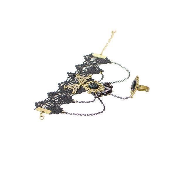 Bracciali & Braccialetti: Armband gotisch schwarz Spitze mit Ring – Nuovo e nell'imballaggio originale da Alpnachstad venduto da perlengaby 3