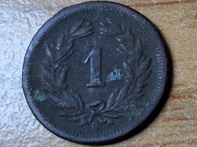 Alle Münzen: 1 Rappen 1863 - SELTEN! – Gebraucht aus Münchenstein von purbach1 3