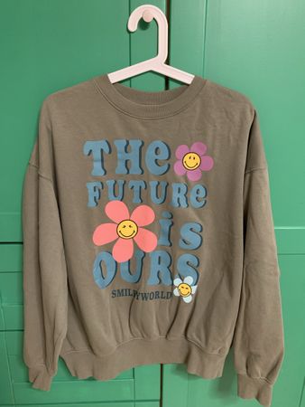 H&M Sweatshirt olivgrün Smileyworld Gr. 170 😊🌸🌼