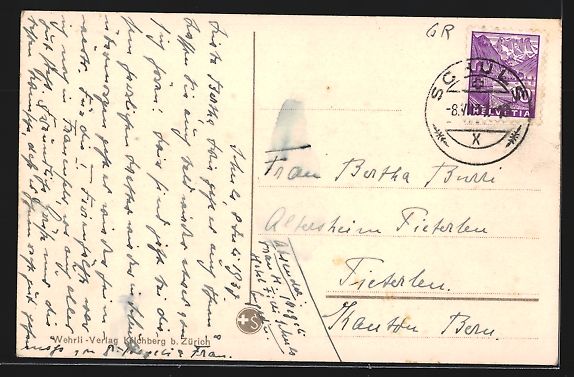 Cartoline postali: Schuls, Dorfplatz, Bauer mit Rindergespa – Usato da Berlin venduto da bartko-reher 1