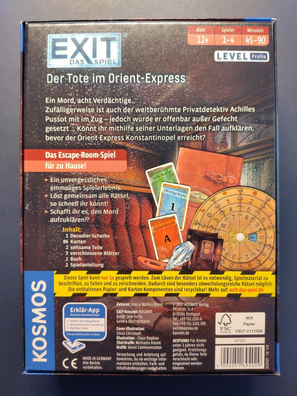 Kosmos Giochi: EXIT das Spiel, Der Tote im Orient-Express (Level Profis) – Nuovo (secondo la descrizione) da Gutenswil venduto da N1ck_Name 1
