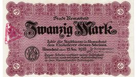 Remscheid 20 Mark+Stempel ohne KN 15.11.1918 VZ++-UNZ