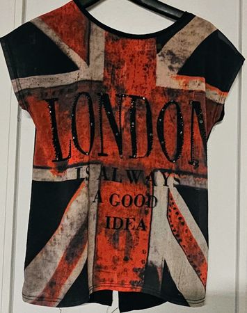 T-shirt tendance avec imprimé drapeau anglais et inscription