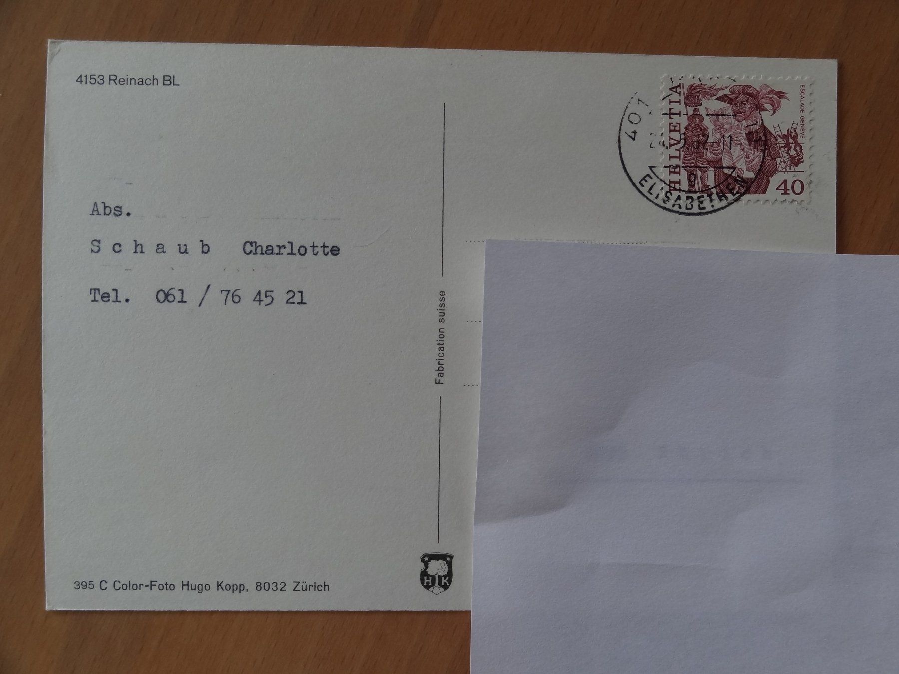 Cartoline postali: Reinach - BL - 1980 – Usato da St Léonard venduto da Riglin 1