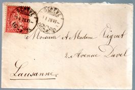 1878 BELEG GENF - LAUSANNE SITZENDE HELVETIA 10 FRANCO -EW57