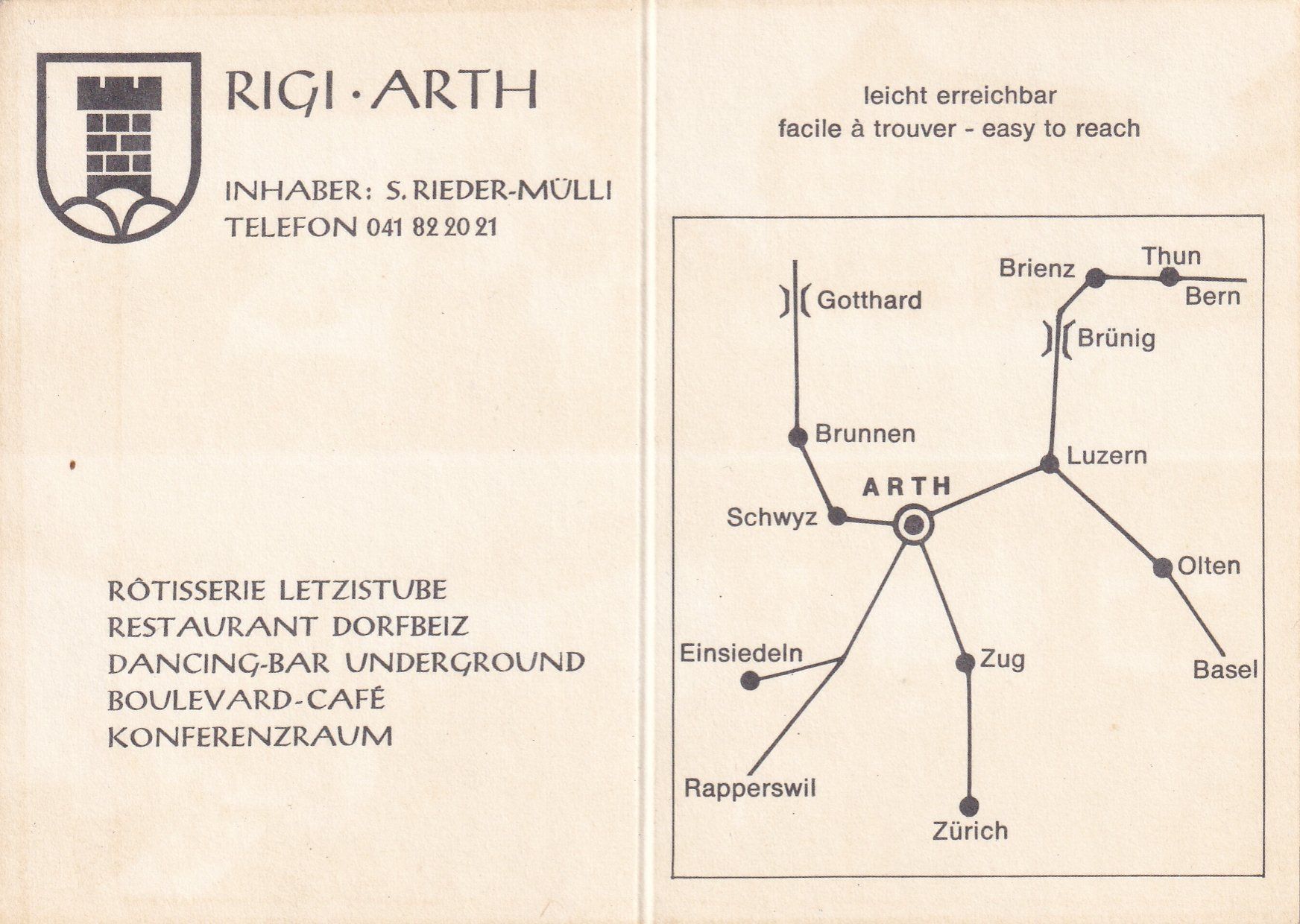 Cartoline postali: Arth - Restaurant Rigi /bc – Usato da Hombrechtikon venduto da Rudolf07 1