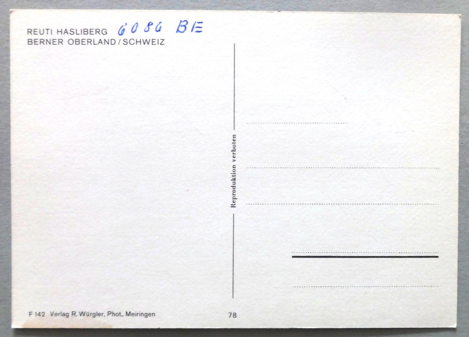 Cartoline postali: Reuti Hasliberg, B.O. – Usato da Fétigny venduto da Billy2miny 1