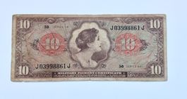 10 US Dollar Serie 641 Militärgeld 1965, aus Sammlung