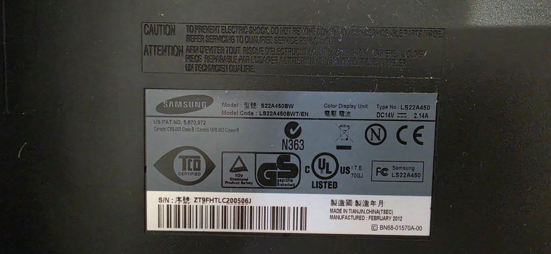 Monitore: Moniteur Samsung SyncMaster SA450, 22 pouces – Gebraucht aus La Tour-de-Peilz von Gbes 2