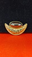 Elegante Vintage Brosche mit Onyx Stein - Goldfarben