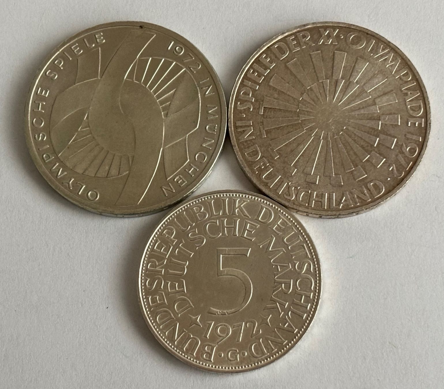 Tutti le monete: 3 Münzen Deutsche Mark 1972 silber 625 – Usato da Esslingen venduto da Danielp