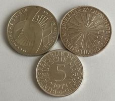 3 Münzen Deutsche Mark 1972 silber 625