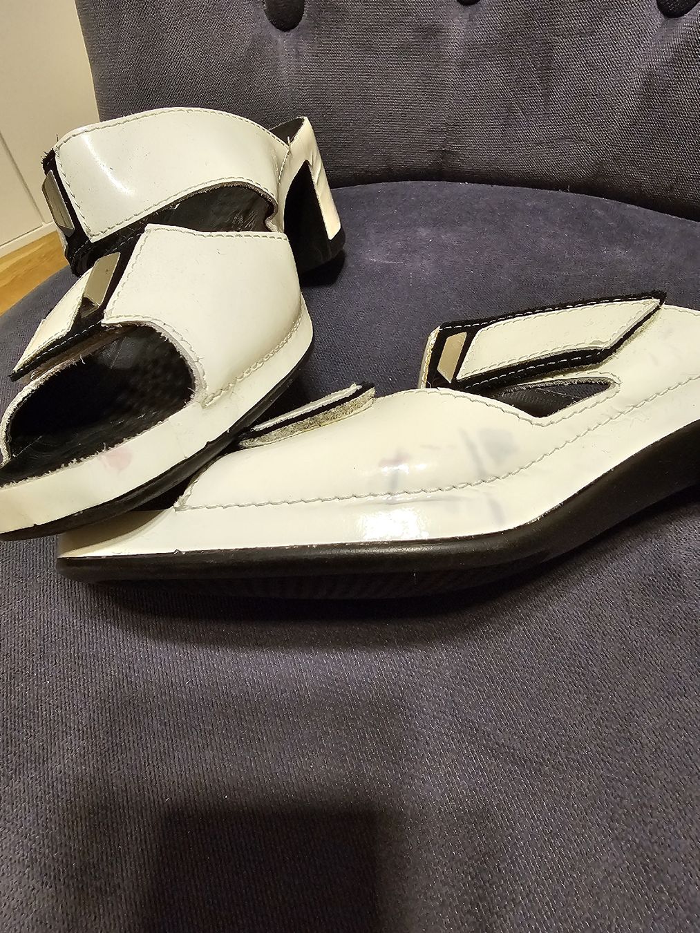 Damenschuhe: mules VITAL T.38 blanc crème laqué – Gebraucht aus Bulle von Diamant.15 7