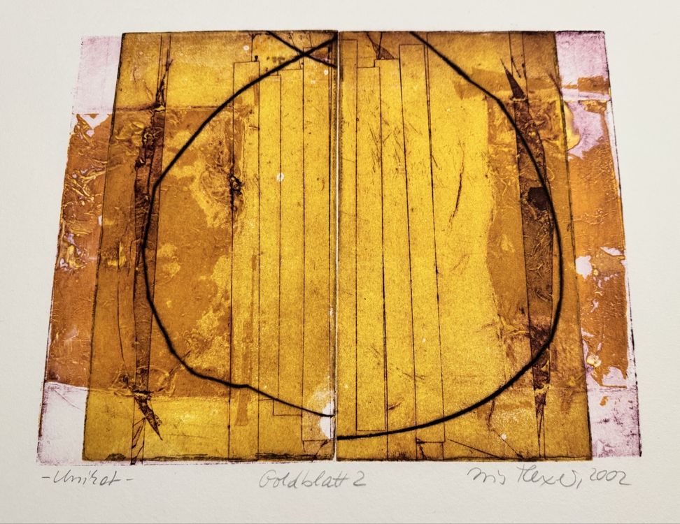 Gerahmter Kunstdruck Goldblatt 2 - Unikat 1