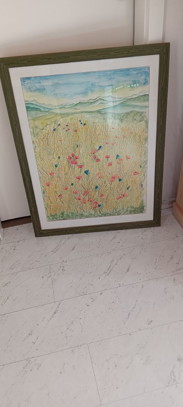 Dipinti: Wunderschönes Aquarell-Gemälde mit Rahmen, Sommerwiese – Usato da Seuzach venduto da jennifer05 1